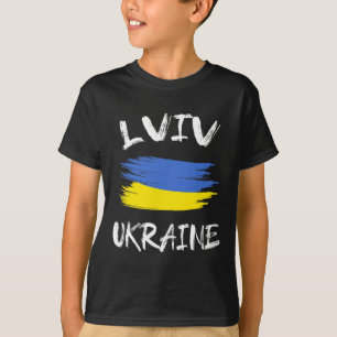 Lviv Ukraine Souvenir Ukrainian Country Flag Brush T-Shirt
