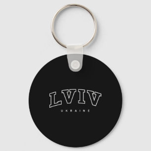 Lviv Ukraine Trendy Varsity Athletic Style Keychain