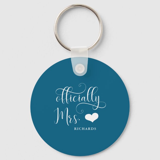 Ly Mrs New Bride With Heart Dark _1  Keychain (Front)