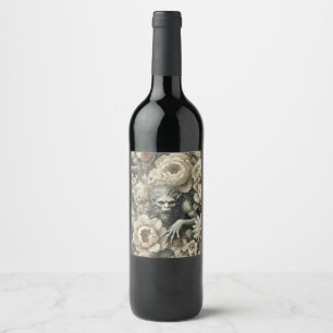 Lycanthropic Splendour – Gothic Werewolf Floral Wine Label