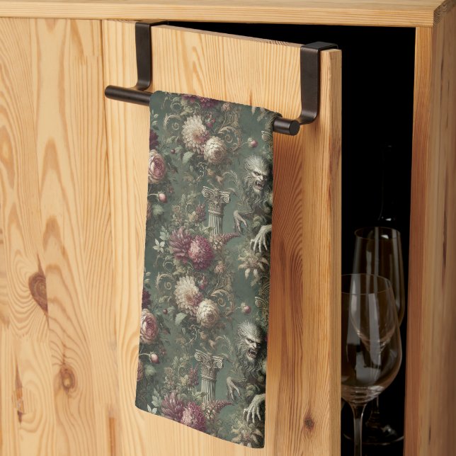 Lycanthropic Verdant – Gothic Victorian Kitchen Towel (Thirds Fold)