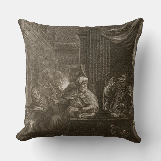 Lycaon Metamorphosed into a Wolf, 1731 (engraving) Throw Pillow (Front)