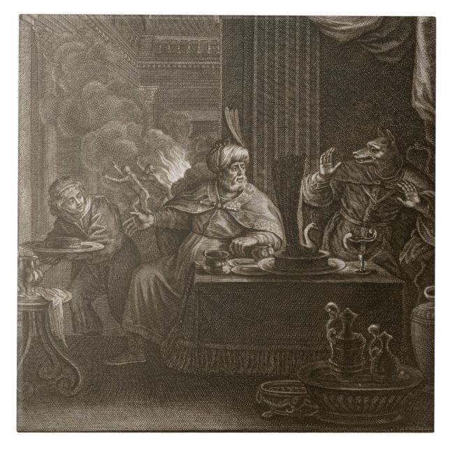 Lycaon Metamorphosed into a Wolf, 1731 (engraving) Tile (Front)
