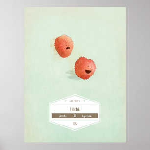 Lychee fruit portrait poster