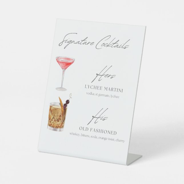 Lychee Martini & Old Fashion Cocktail Sign (Front)