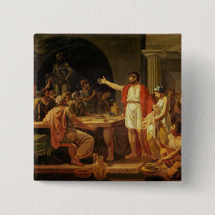 Lycurgus Showing the Ancients of Sparta their 2 Inch Square Button