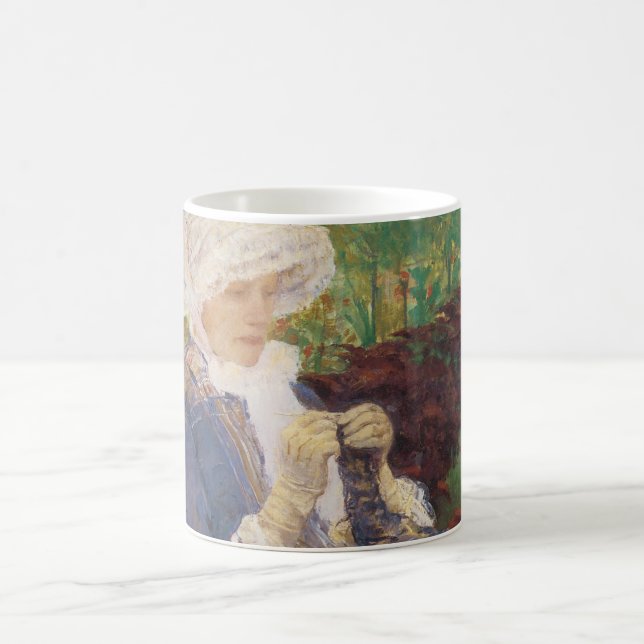 Lydia Crocheting in Garden at Marly, Mary Cassatt Coffee Mug (Center)