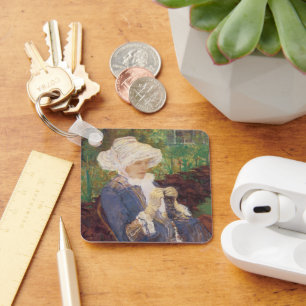 Lydia Crocheting in Garden at Marly, Mary Cassatt Keychain