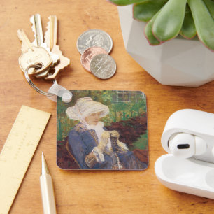 Lydia Crocheting in Garden at Marly, Mary Cassatt Keychain