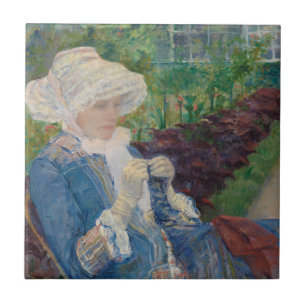 Lydia Crocheting in the Garden at Marly Tile