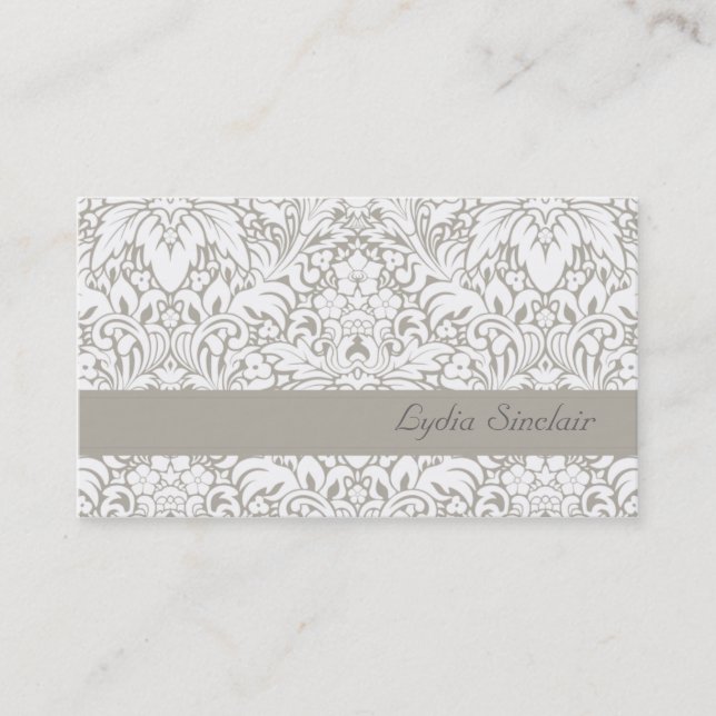 Lydia Grey Damask Floral Business Card (Front)