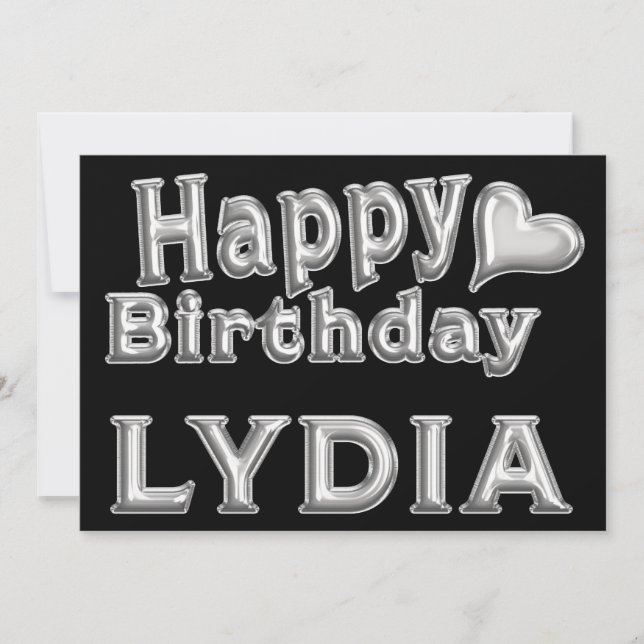 Lydia Happy Birthday Card Greeting Card with Heart (Front)