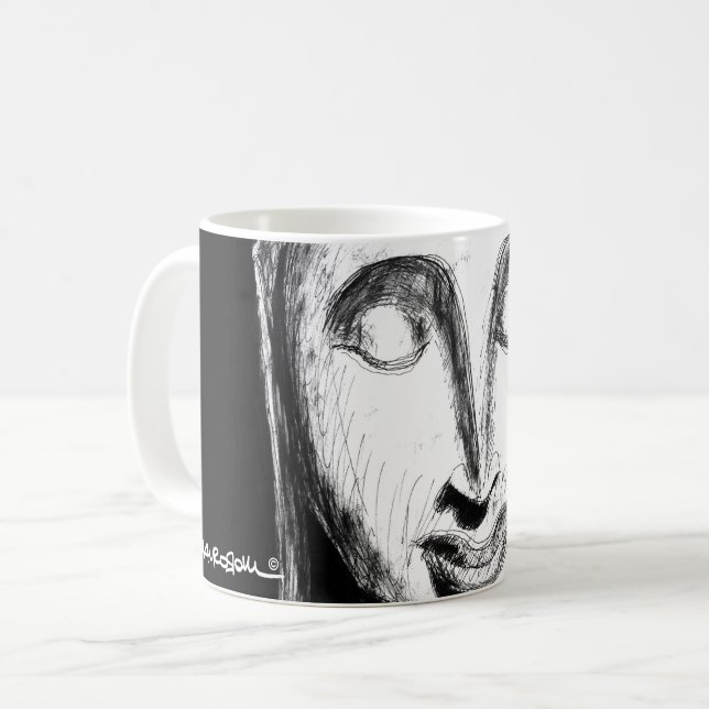 Lying Buddha Wat Pho Bangkok Thailand B&W Coffee Mug (Front Left)