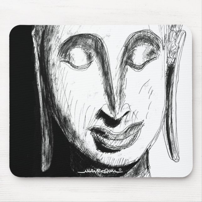 Lying Buddha Wat Pho Bangkok Thailand B&W Mouse Pad (Front)