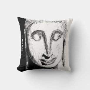 Lying Buddha Wat Pho Bangkok Thailand B&W Throw Pillow