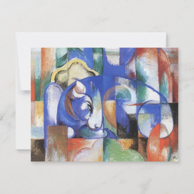 Lying Bull by Franz Marc, Vintage Cubism Art (Front)