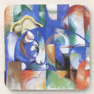 Lying Bull by Franz Marc, Vintage Cubism Art Coaster