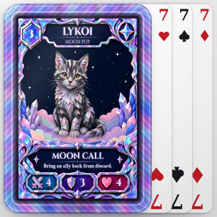 Lykoi Cat, Rainbow Foil Art Playing Cards