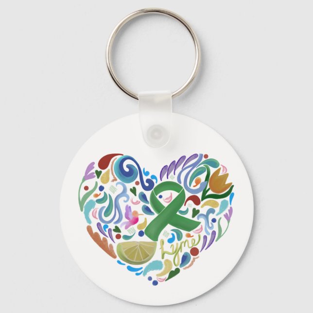 Lyme, Awareness, Support, Green Ribbon, Lime Keychain (Front)