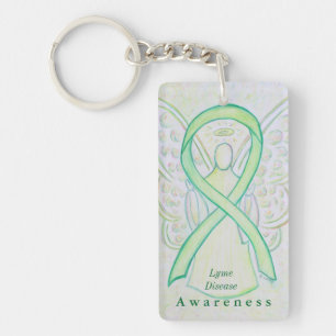 Lyme Disease Angel Awareness Ribbon Keychain
