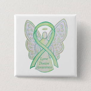 Lyme Disease Awareness Angel Ribbon Custom Art Pin