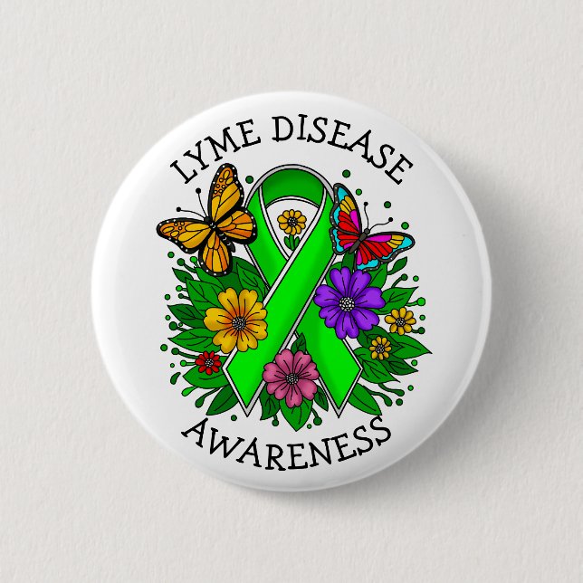 Lyme Disease Awareness Ribbon 2 Inch Round Button (Front)