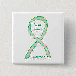 Lyme Disease Awareness Ribbon Custom Art Pin