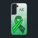Lyme Disease Awareness Ribbon Monogrammed Samsung Galaxy Case<br><div class="desc">A Lyme Disease Awareness Ribbon monogrammed phone case. Lime green awareness ribbon.</div>
