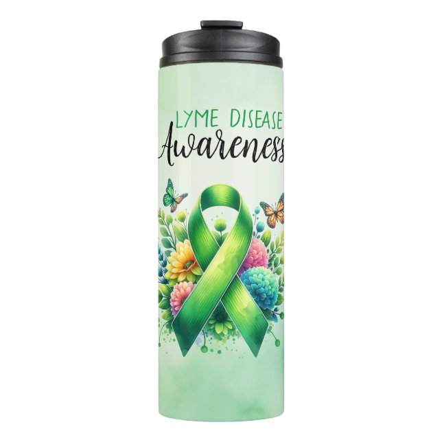 Lyme Disease Awareness Ribbon Thermal Tumbler (Front)