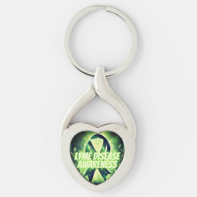 Lyme Disease Awareness Ribbon Uniquely Designed Keychain (Front)
