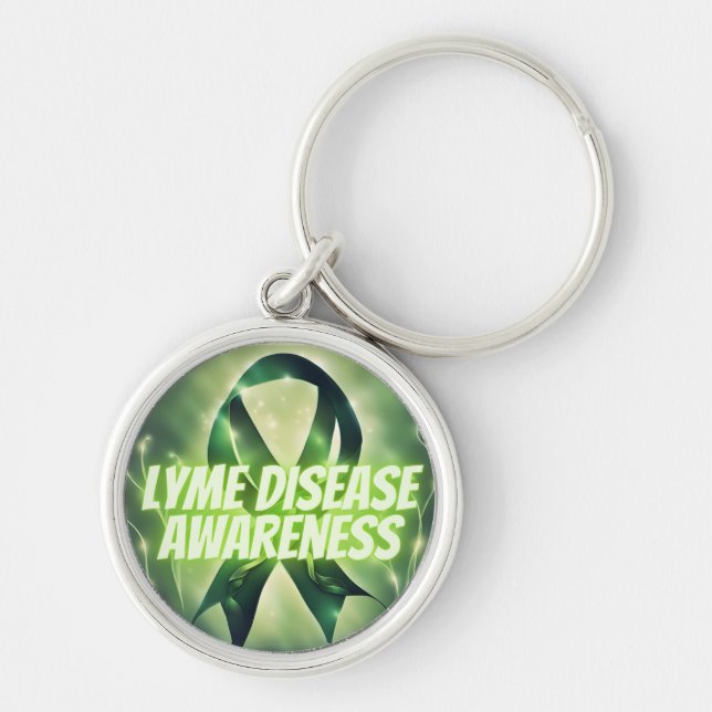 Lyme Disease Awareness  Stylish Glowing Green Keychain (Front)
