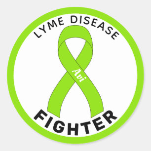 Lyme Disease Fighter Ribbon White Round Sticker