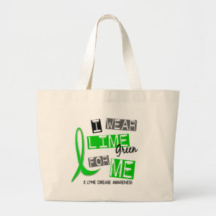 Lyme Disease I Wear Lime Green For Me 37 Large Tote Bag
