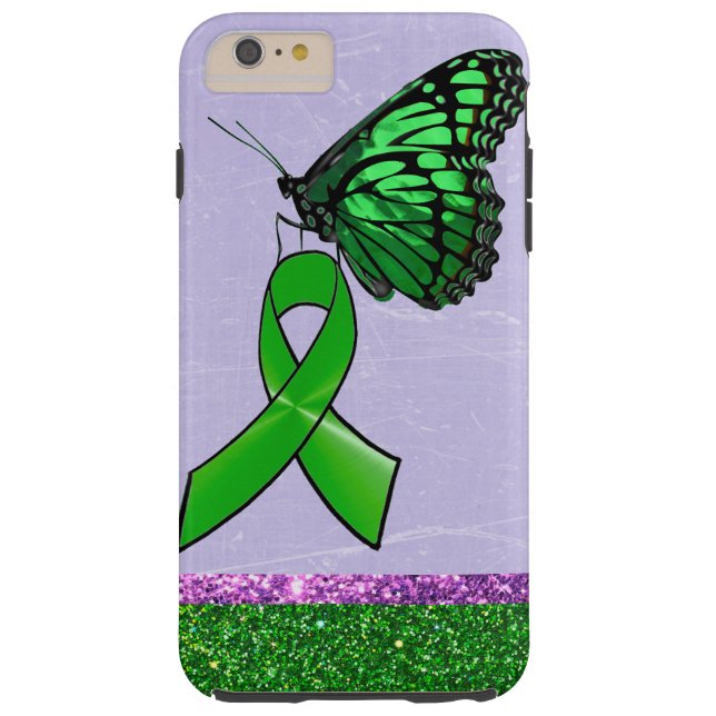 Lyme Disease Phone Case Purple Green Butterfly (Back)