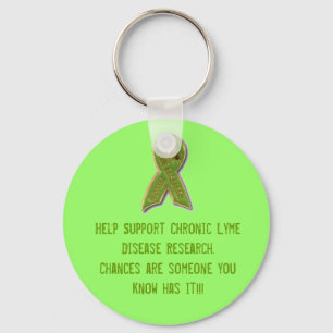 lyme disease ribbon, Help Support Chronic Lyme ... Keychain