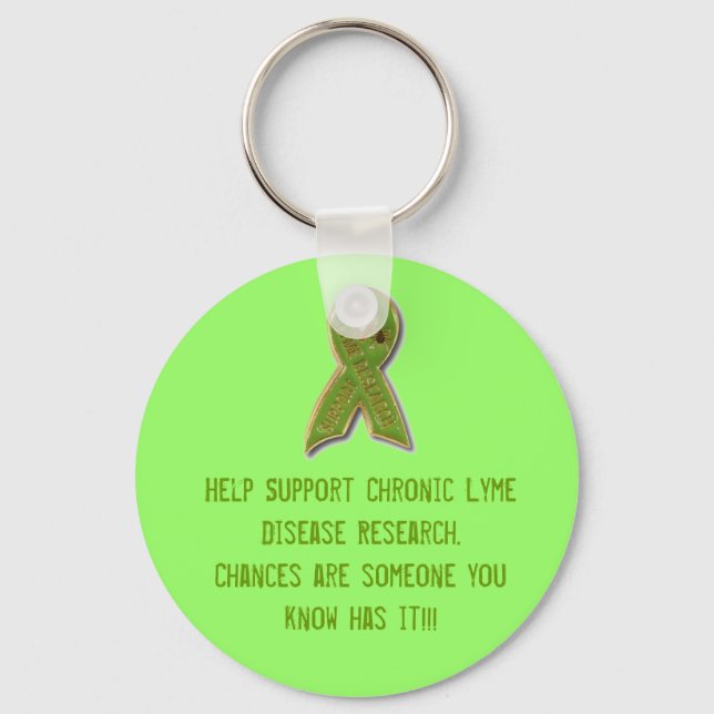 lyme disease ribbon, Help Support Chronic Lyme ... Keychain (Front)