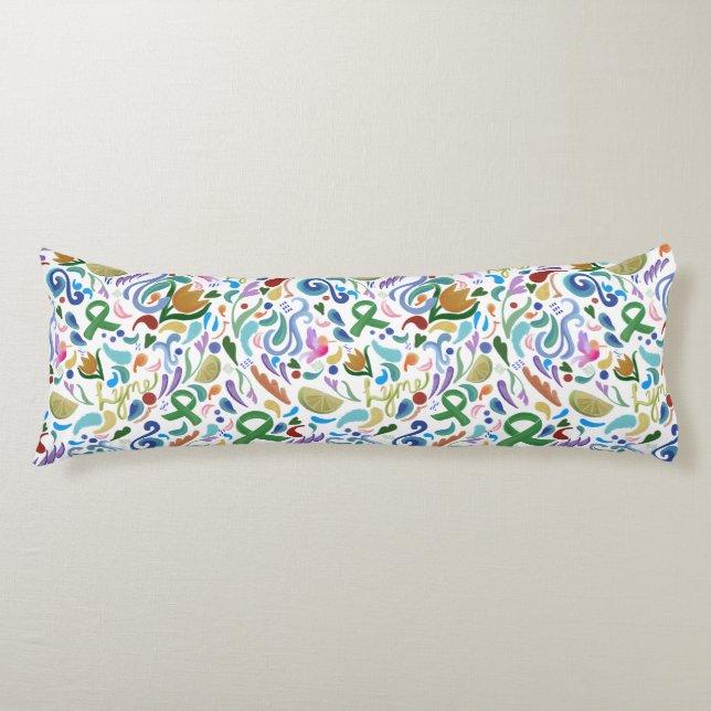 Lyme Lime Heart Body Pillow Awareness Green Ribbon (Front)