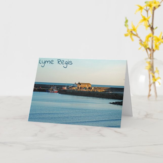 Lyme Regis Cobb Card (Yellow Flower)