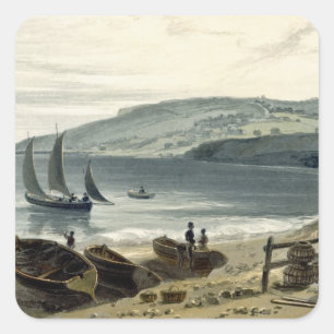 Lyme Regis, from Charmouth, Dorset, from 'A Voyage Square Sticker