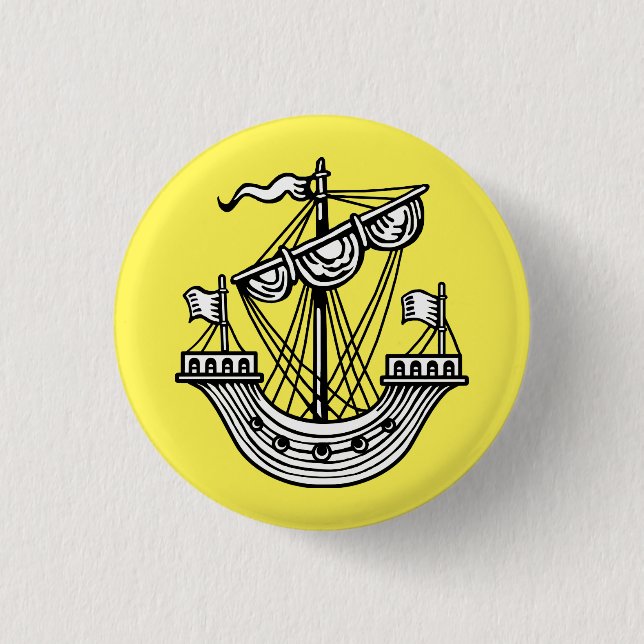 Lymphad (Heraldic Ship) - Black Tote Bag Button (Front)