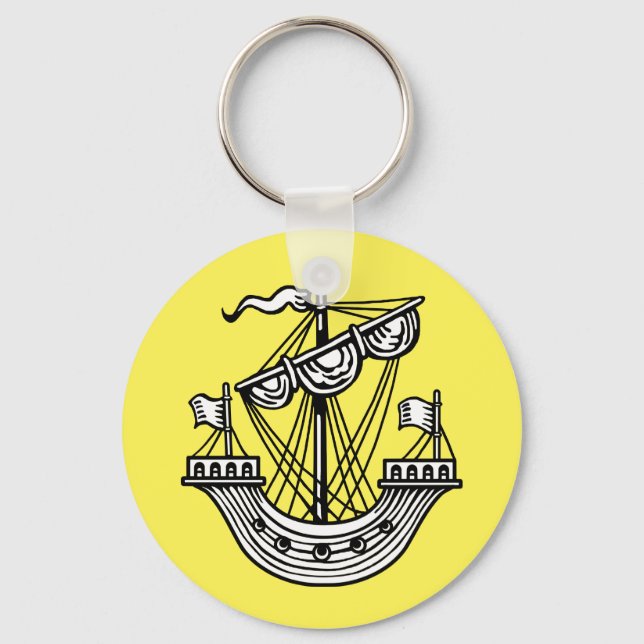 Lymphad (Heraldic Ship) - Black Tote Bag Button Ke Keychain (Front)