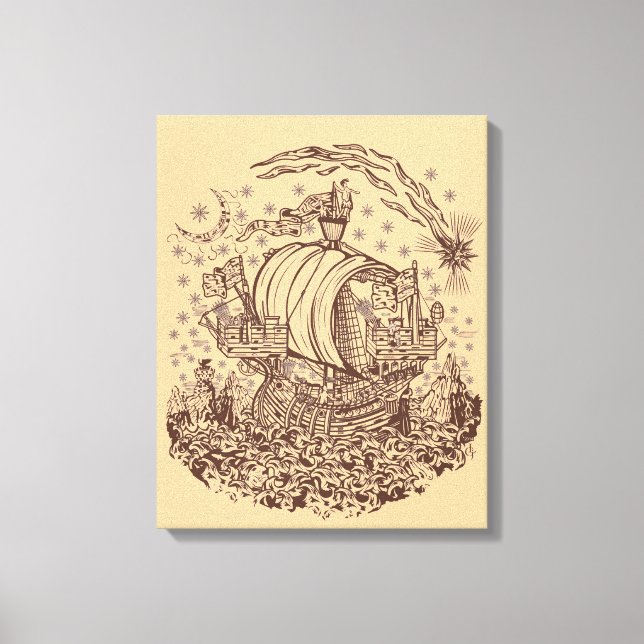 Lymphad on a Night Sea Canvas Print (Front)