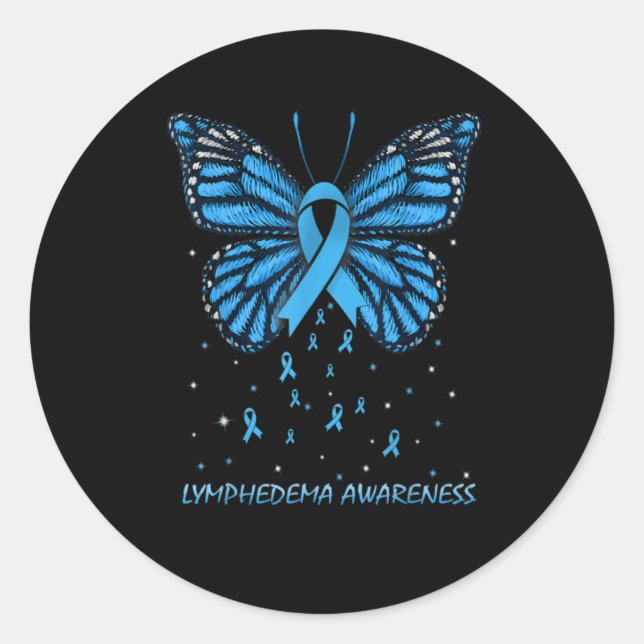 Lymphedema Awareness Butterfly Classic Round Sticker (Front)