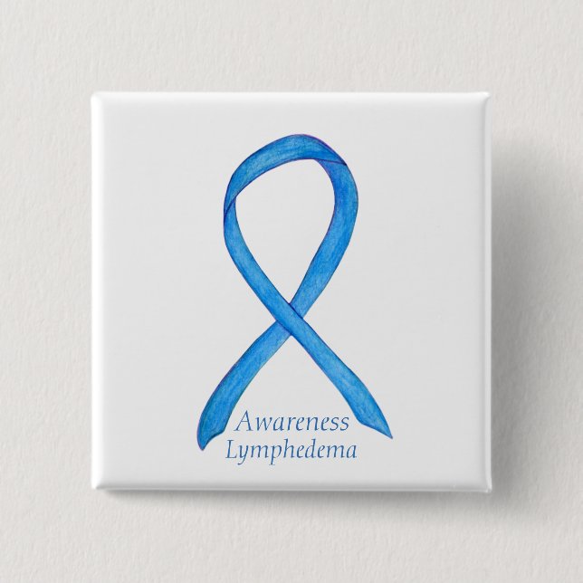 Lymphedema Awareness Ribbon Custom Art Pin (Front)