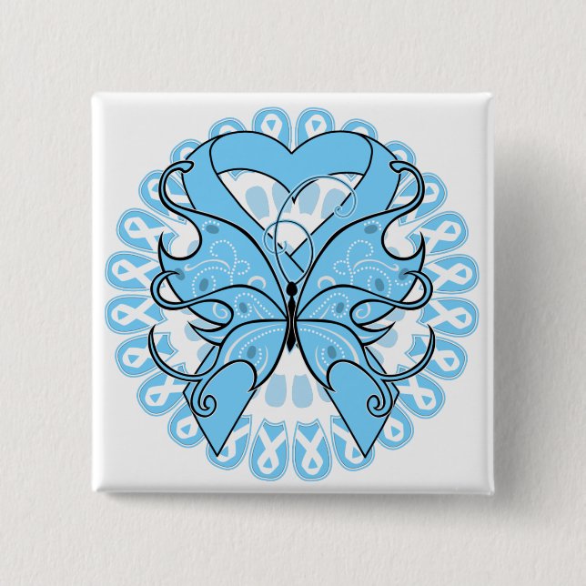 Lymphedema Butterfly Circle of Ribbons 2 Inch Square Button (Front)