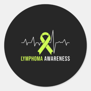 Lymphoma Awareness Heartbeat Classic Round Sticker