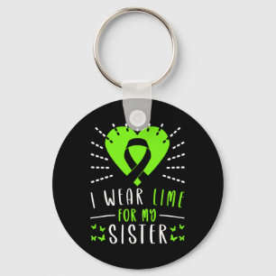 Lymphoma Awareness I Wear Lime For My Sister Heart Keychain