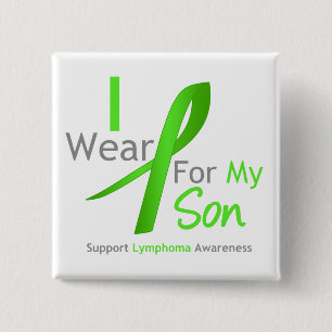 Lymphoma Awareness I Wear Lime Green For My Son 2 Inch Square Button
