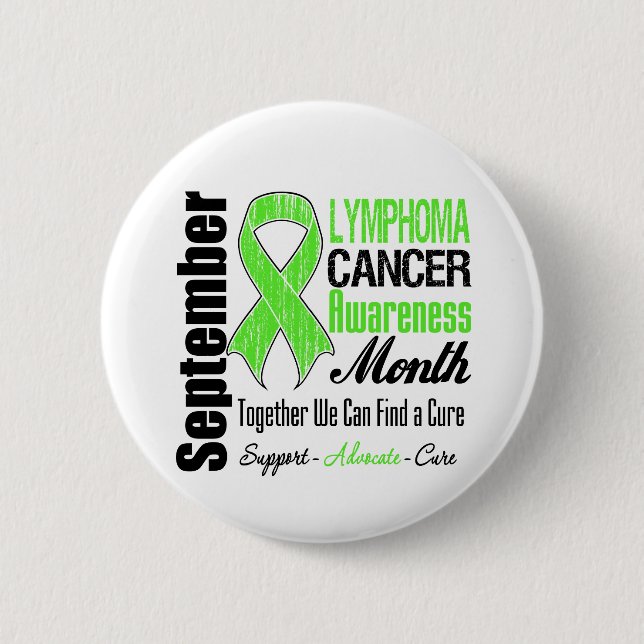 Lymphoma  Awareness Month Distressed Ribbon 2 Inch Round Button (Front)