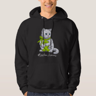 Lymphoma Awareness Month Lime Green Ribbon Cat Hoodie